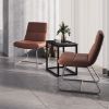 Picture of OfficeSource | Sutton | Upholstered Lounge Chair with Sled Base Caramel Leather w/ Chrome Frame