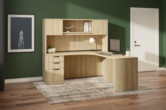 Picture of L Shaped Desk with Hutch - PL Laminate