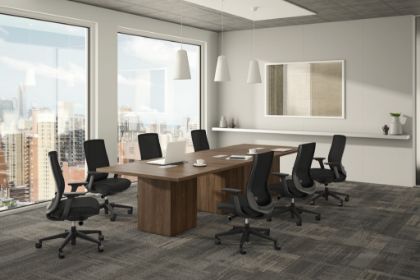 Picture of Modern Rectangular Conference Table with Cube Base & Cable Management