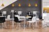 Modern round cafe table with brushed metal base