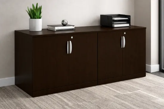 Picture of Double Storage Cabinet Credenza with Locking Doors and Adjustable Shelves