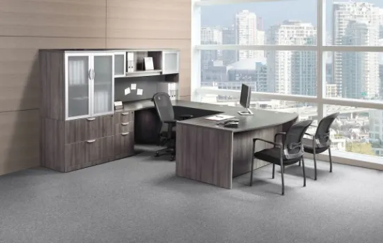 Picture of U Shaped Executive Desk with Lateral Filing Storage Cabinet 