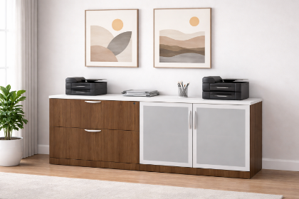 Picture of Office Storage Credenza with Glass Doors
