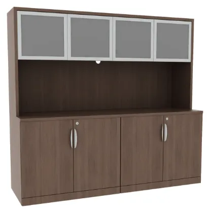 Picture of Storage Credenza Cabinet with Hutch