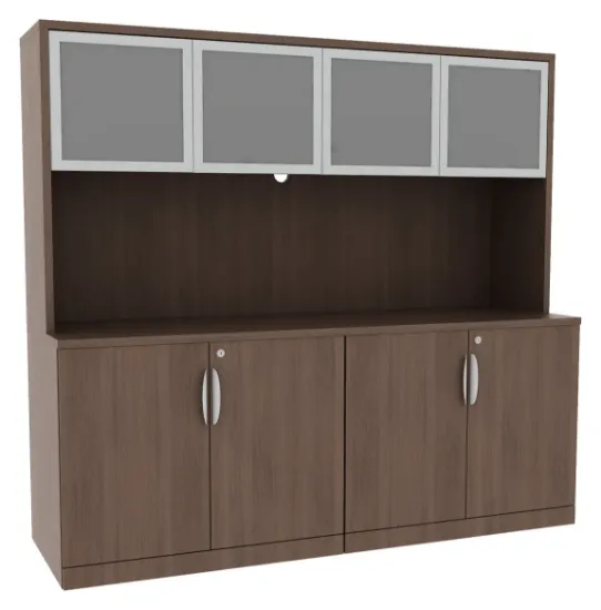 Picture of Storage Credenza Cabinet with Hutch