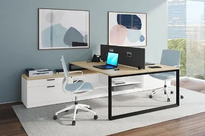 Picture of 2 Person Desk with Side Storage