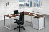 Picture of Espresso L-Shaped Desk with Storage & Reversible Return