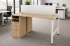 Picture of 2 Person Standing Desk Workstation with Storage and Privacy Panel