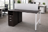 Picture of 2 Person Standing Desk Workstation with Storage and Privacy Panel