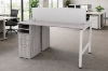 Picture of 2 Person Standing Desk Workstation with Storage and Privacy Panel