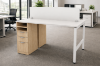 Picture of 2 Person Standing Desk Workstation with Storage and Privacy Panel