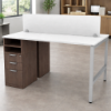 Picture of 2 Person Standing Desk Workstation with Storage and Privacy Panel