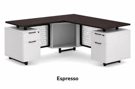 Picture of Modern L-Shaped Desk with Drawers – Industrial Office Desk with Storage