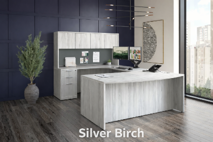 Picture of Bow Front U Shaped Desk with Hutch