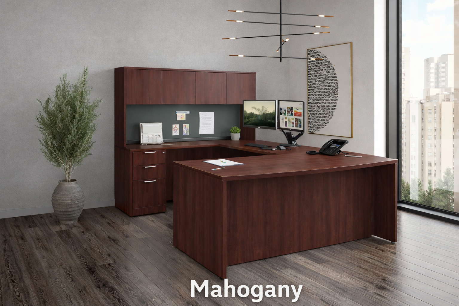 Bow Front U Shaped Desk with Hutch | Choice Office Furniture