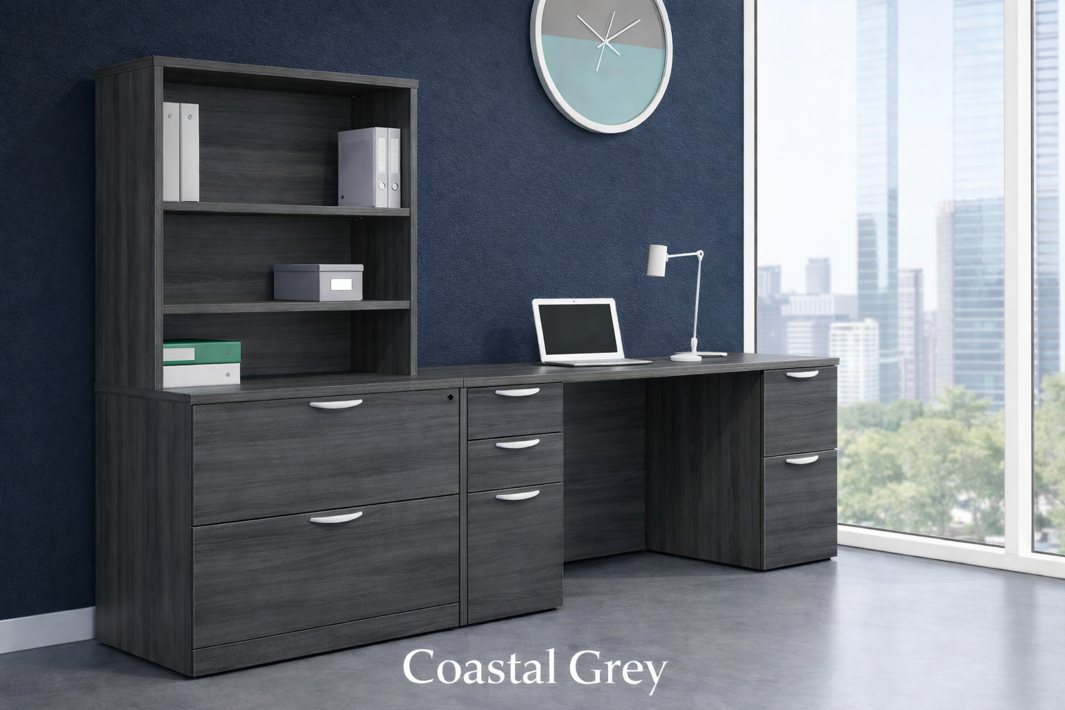 Rectangular Office Desk with Drawers and Hutch | Choice Office Furniture