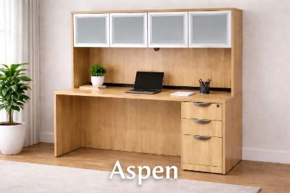 Picture of Executive Credenza Desk with Hutch, Drawers & Storage