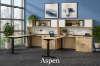 Two person height adjustable desk with sit-stand workstations