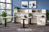 Two person height adjustable desk with sit-stand workstations
