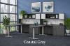 Two person height adjustable desk with sit-stand workstations