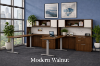 Two person height adjustable desk with sit-stand workstations