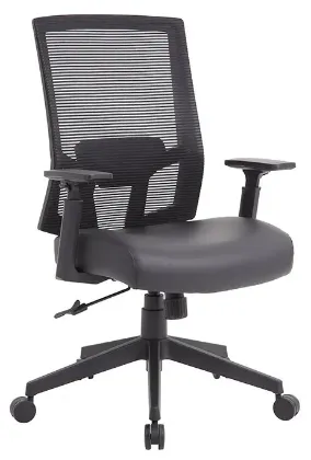 Picture of Mesh Back Office Chair with Leather Seat – Ergonomic Adjustable Desk Chair with Lumbar Support