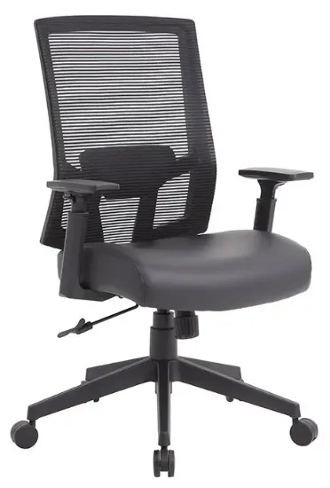 Picture of Mesh Back Office Chair with Leather Seat – Ergonomic Adjustable Desk Chair with Lumbar Support