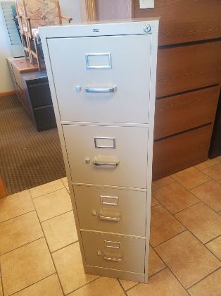 Picture of HON 4-Drawer Letter Size File Cabinet – 15"W x 25"D x 52"H – Tan, Locking with Key