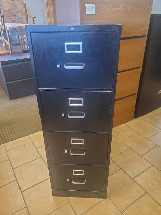 Picture of HON 4-Drawer Legal Size File Cabinet – 18"W x 25"D x 52"H – Black, Non-Locking