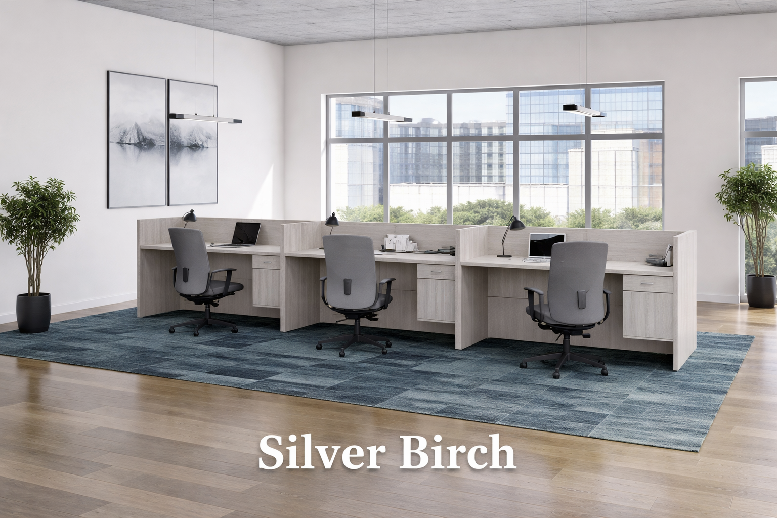 3 Person Workstation Desk with Divider Panels | Choice Office Furniture