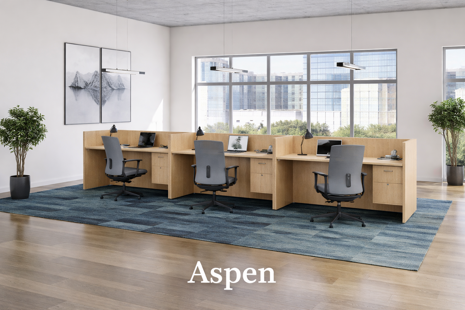 3 Person Workstation Desk with Divider Panels | Choice Office Furniture