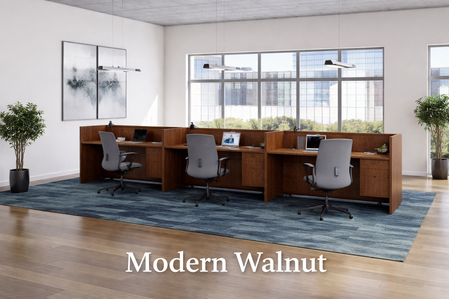 3 Person Workstation Desk with Divider Panels | Choice Office Furniture