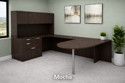 Picture of U-Shaped Peninsula Desk with Hutch, Storage and Cable Management