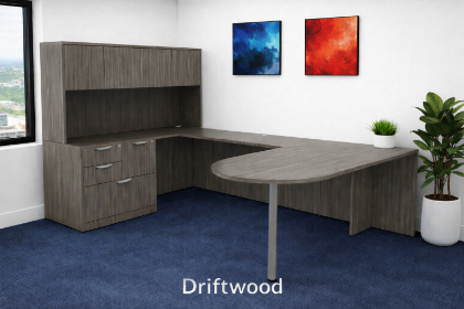 Picture of U-Shaped Peninsula Desk with Hutch, Storage and Cable Management