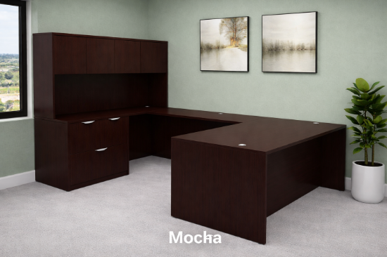 Picture of U-Shaped Executive Desk with Hutch & Storage