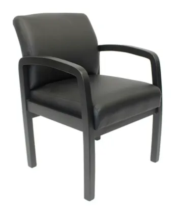 leather office guest chair with hardwood frame