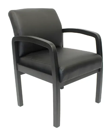 leather office guest chair with hardwood frame