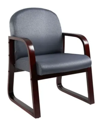 reception guest chair with arms and hardwood sled base