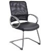 Picture of Office Mesh Back Guest Chair with Cantilever Base for Reception Areas-Black Leather Plus