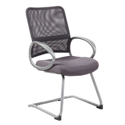 Picture of Office Mesh Back Guest Chair with Cantilever Base for Reception Areas-Grey Fabric