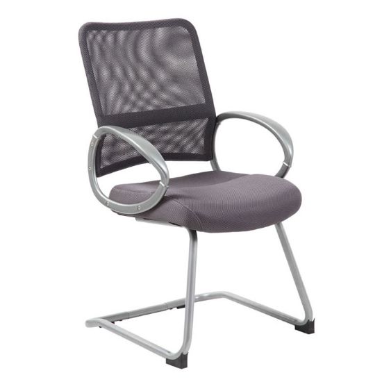 Picture of Office Mesh Back Guest Chair with Cantilever Base for Reception Areas-Grey Fabric