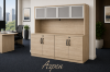 Picture of Office Storage Credenza with Hutch and Locking Doors