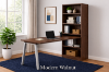 desk and bookcase combo with open storage and adjustable shelves