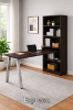 desk and bookcase combo with open storage and adjustable shelves