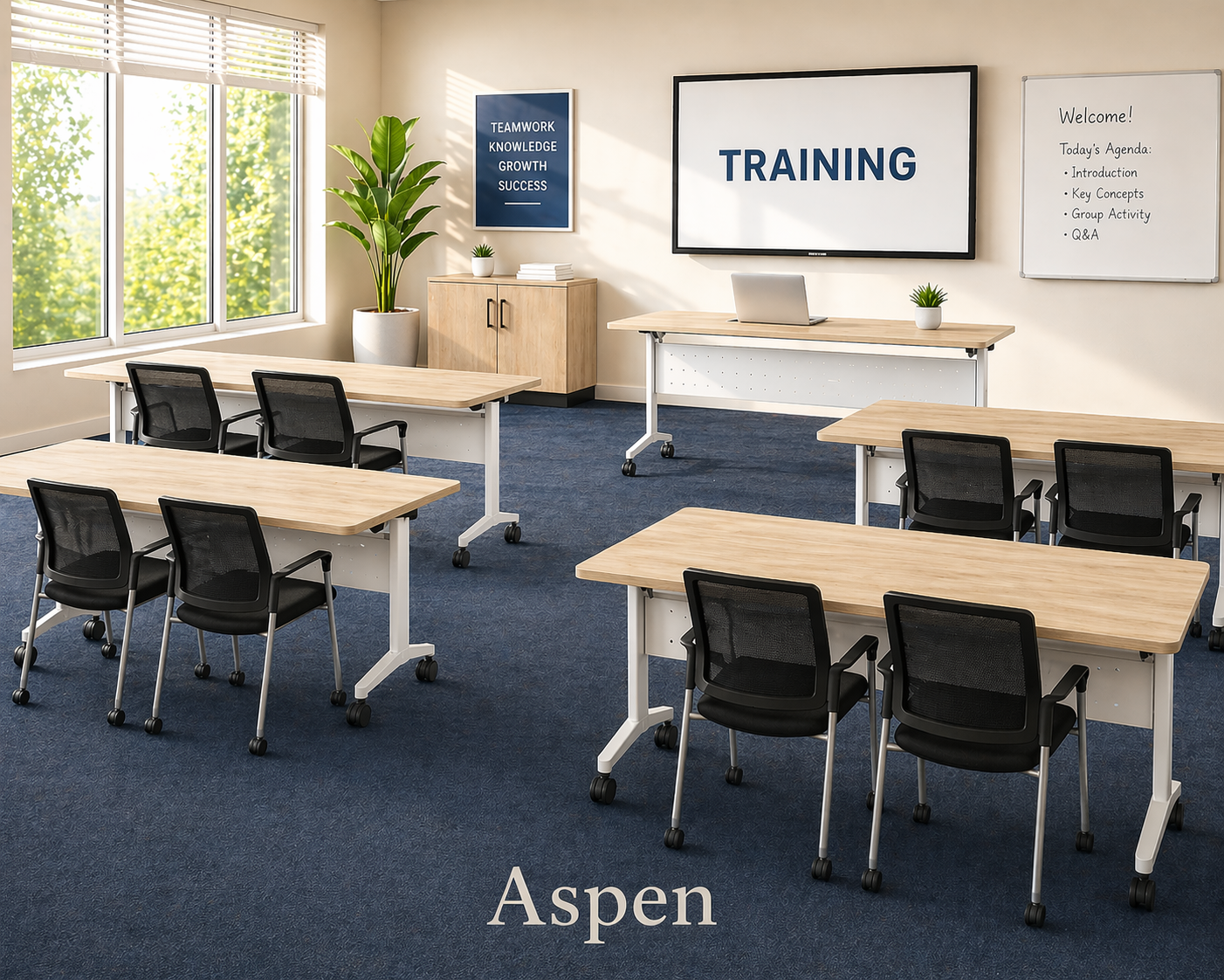 Flip Top Nesting Training Table with Modesty Panel | Choice Office ...