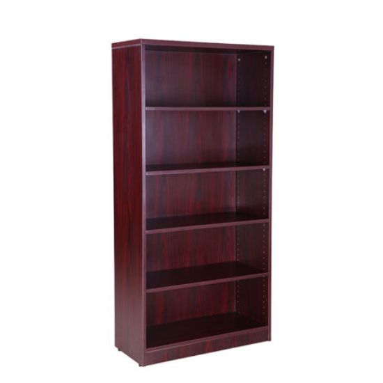 Picture of Tall Office Bookcase with Adjustable Shelves, 65.5" High-Mahogany