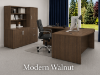 Picture of Bow Front L-Shaped Executive Desk with Hutch, Storage Cabinet & Wardrobe