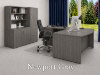 Picture of Bow Front L-Shaped Executive Desk with Hutch, Storage Cabinet & Wardrobe