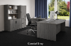 Picture of Bow Front L-Shaped Executive Desk with Hutch, Storage Cabinet & Wardrobe