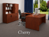 Picture of Bow Front L-Shaped Executive Desk with Hutch, Storage Cabinet & Wardrobe